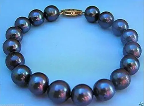 

Wholesale price 16new ^^^^10-11MM AAA genuine BLACK PEARL BRACELET 8 INCH