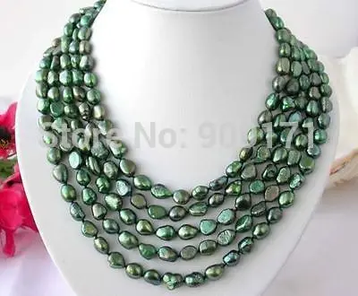 

Free Shipping>>Long 100"baroque green FW pearl necklace AAALong