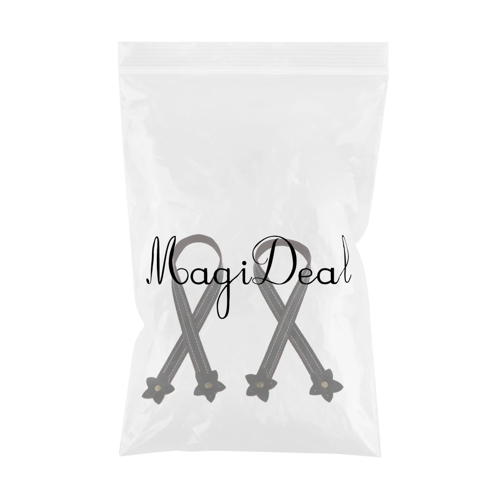 2 Pieces Flower Design Genuine Leather Canvas Tote Bag Strap Handle Holder Replacement