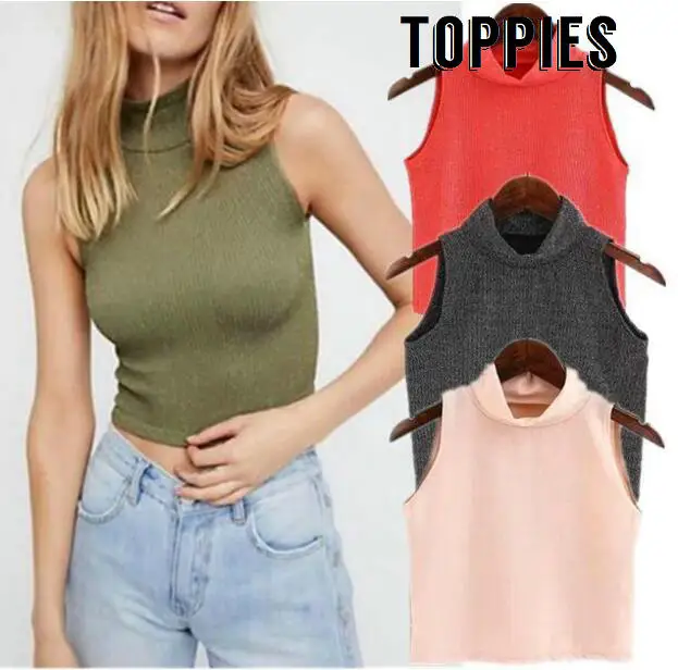 

Toppies Women Solid Color Tops Summer Cropped Tops European Fashion Shirt