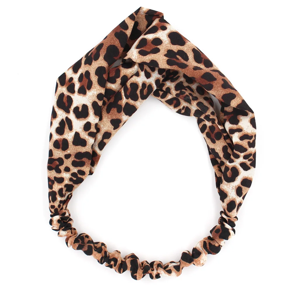 

DANZE New Design Printing Leopard Cross Headband For Women Turban Hairband Elastic Knotted Hair Band Hair Accessories Headwear
