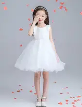 Dresses for Girls Children Princess Wedding Dress Girl In White Cotton Sleeveless Tutu Korean