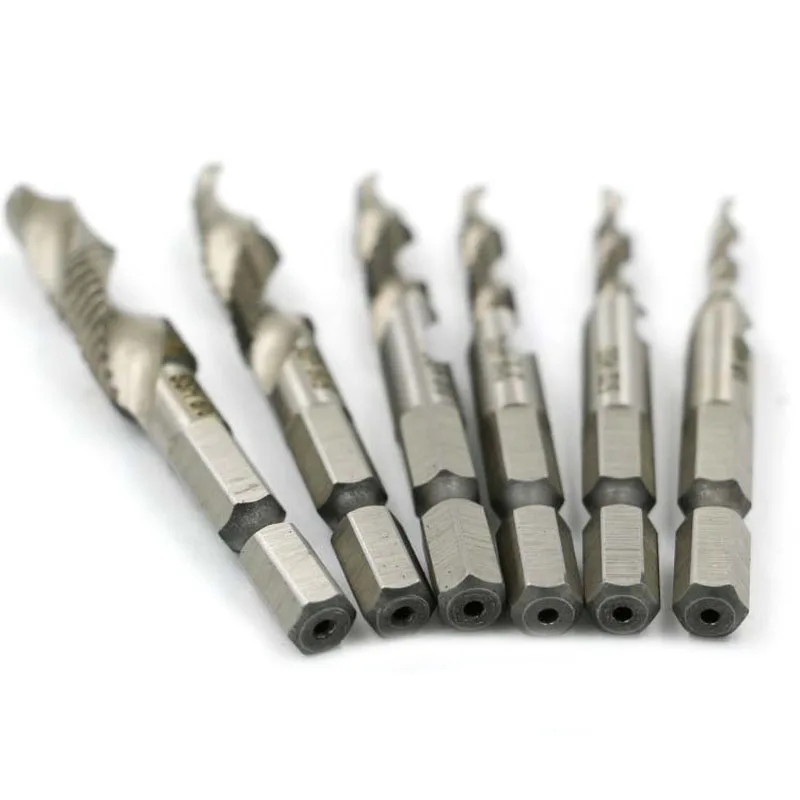 

6pcs M3-M10 Tap Hex Shank HSS 4341 Screw Spiral Point Thread Metric Plug Drill Bits Tapping Hand Tools DIY _WK