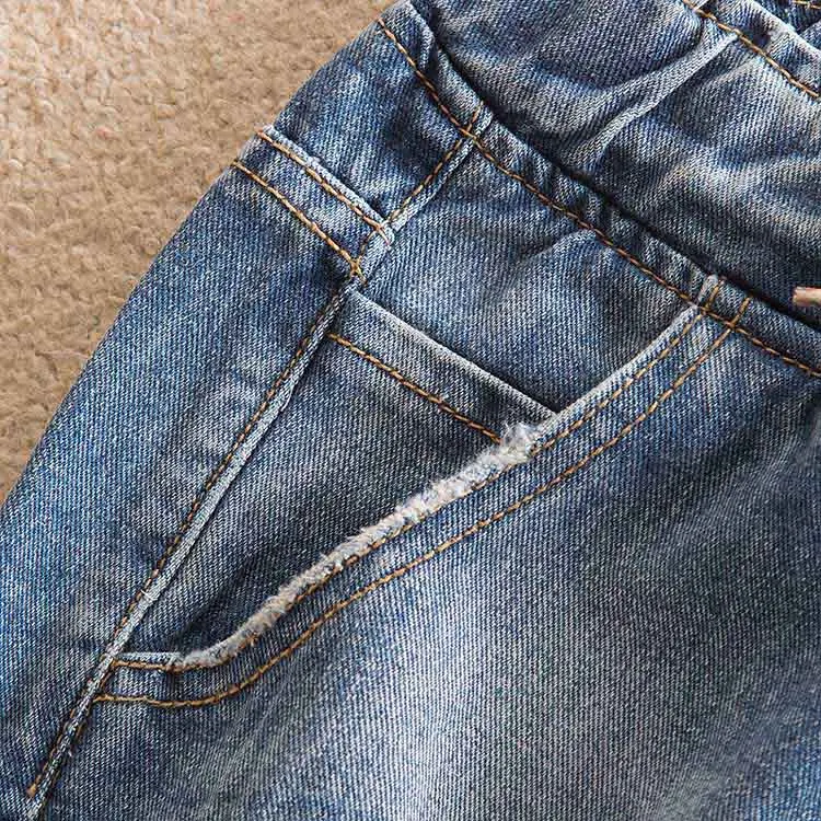 GEMUTLICH/джинсовые штаны-шаровары с рваными дырками и эластичной резинкой на талии; брюки длиной до щиколотки; джинсы для мальчиков