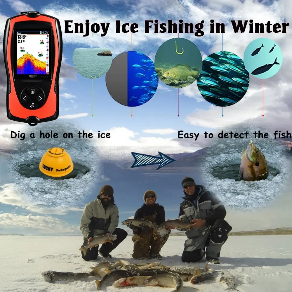 Recarregável sem Fio Lucky Fish Finder Ff1108 1 Cwla Findfish Sonar Sensor Fish Finder Sondadores Deeper Fishfinder Pesca 19 Esporte e Lazer