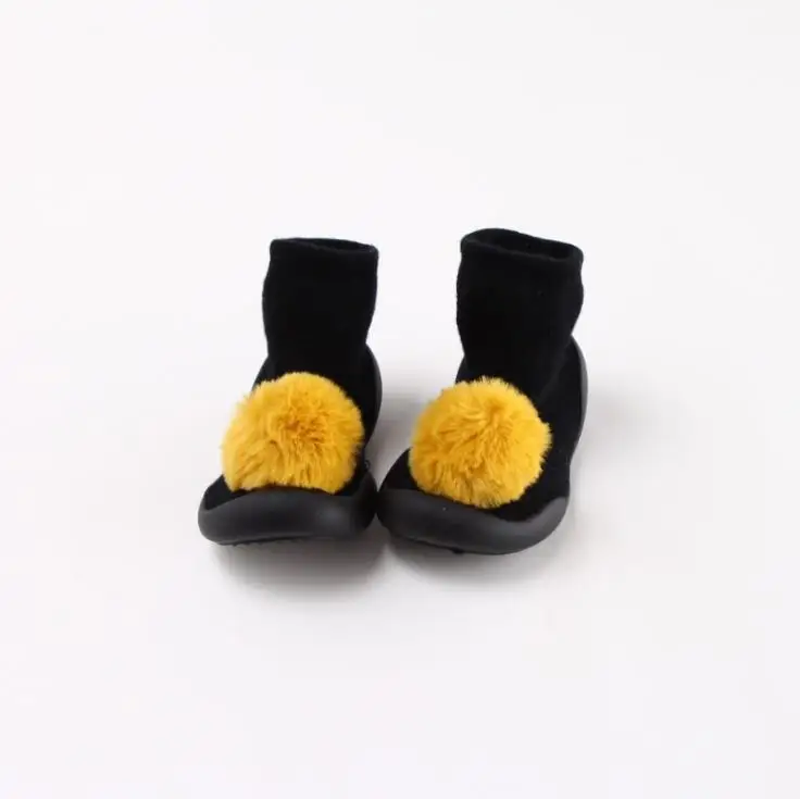 Обувь для малышей; нескользящие носки; толстые тапочки; носки; 6 цветов; 5 размеров; tz04 - Цвет: black yellow ball