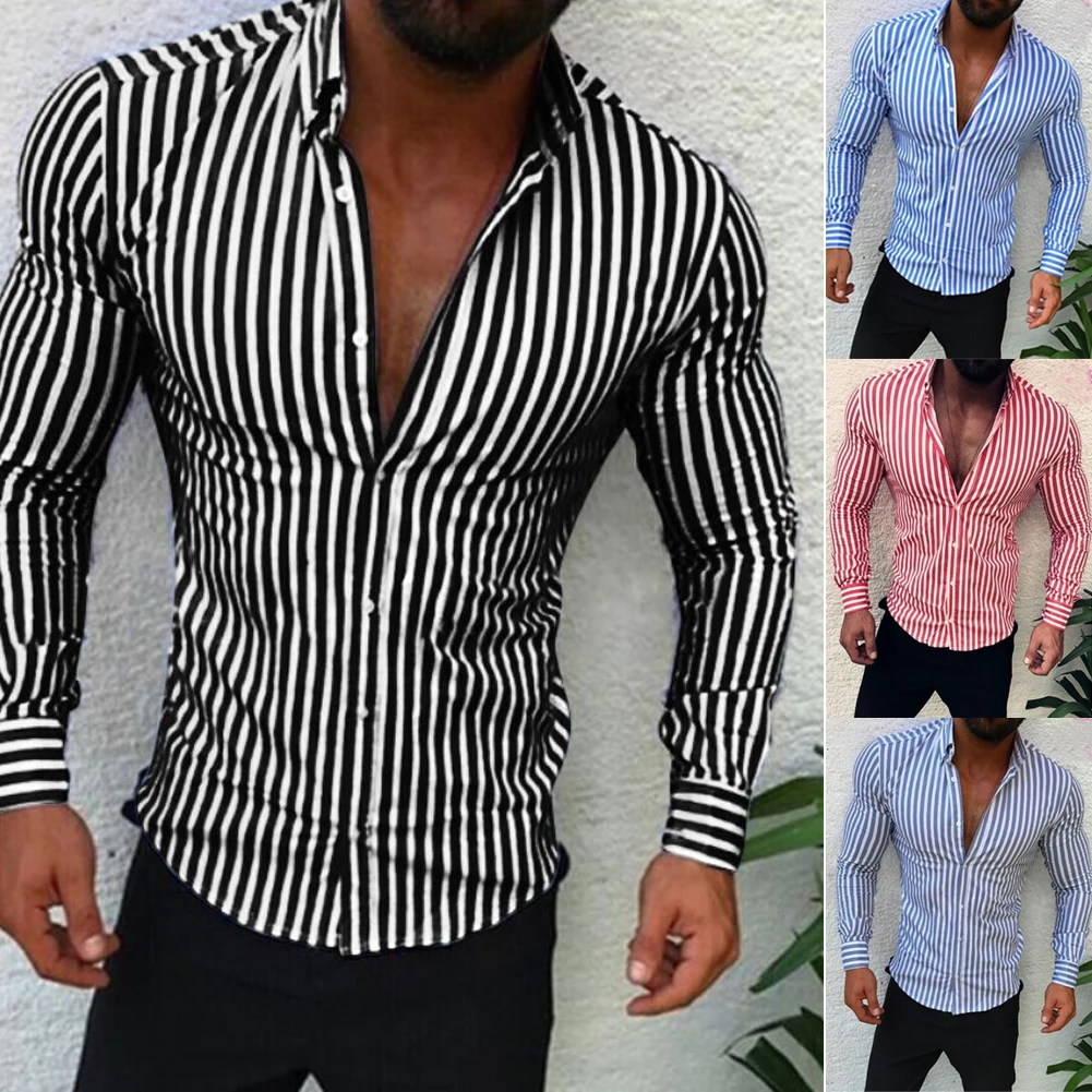 Мужские рубашки в полоску, CN Размер, Новое поступление, приталенная Мужская рубашка, одноцветная, с длинным рукавом, британский стиль, Хлопковая мужская рубашка
