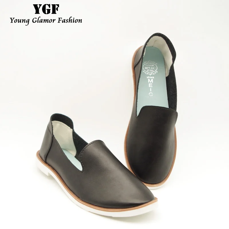 

Ladies Flat Shoes Ballet Flats Round Toe Fashion Wind White Shoes 2016 Spring Autumn Style Slip On Shoes for Women PU Leather