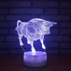 Дома прикроватные дети освещение светильники Usb 3D светодио дный LED форма коровы настольная лампа украшения для сна ночные светильники