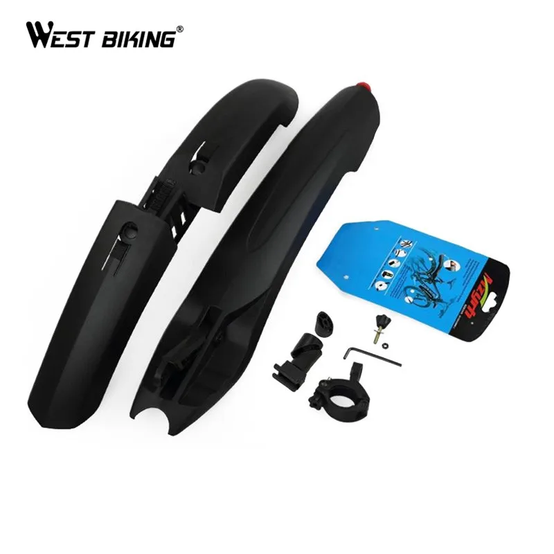 WEST BIKING Bicycle Fender with LED Light Mountain Cycling Front Rear Bicycle Durable Fenders With LED Light Plastic Bike Fender