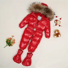 Nouvelle arrivée! 2016 fourrure d’hiver de bébé barboteuse nouveau-né bébé garçons filles duvet de canard habineige bebe combinaison à capuche clj135
