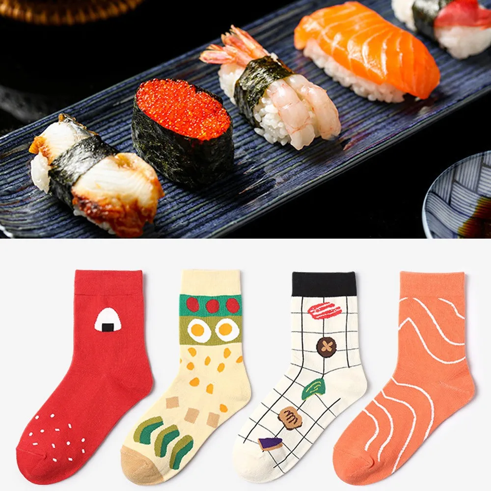 

Women Cotton Funny Sushi Print Socks Ankle Funny Gifts Dress Sock Comfortable Casual Dress Sock