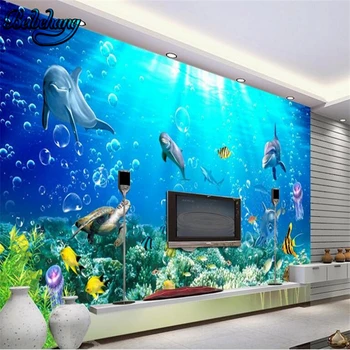 

beibehang 3D effect underwater world TV wall 10 meters Need for ultra-clear large-scale custom wallpaper murals
