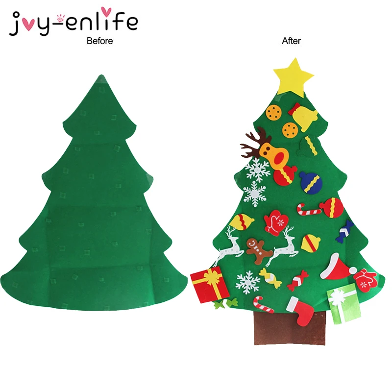 DIY войлочная Рождественская елка, новогодние подарки, детские игрушки, искусственное дерево, настенные подвесные украшения,, Рождественское украшение для дома
