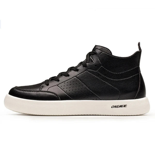ONEMIX обувь для скейтбординга для мужчин; кроссовки с высоким берцем; повседневная классическая черная обувь средней высоты; дышащая мужская прогулочная обувь - Цвет: Black