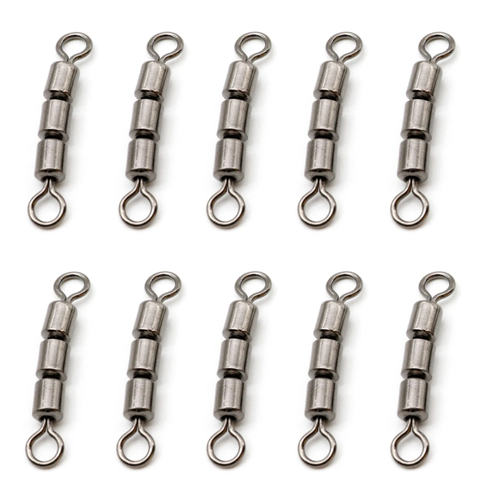 

10PCS Fishing Swivel Barrel Bearing Rolling Swivel Solid Ring LB Lures Connector Fishing Swivels Tools 2#/4#/6#/8#/10#