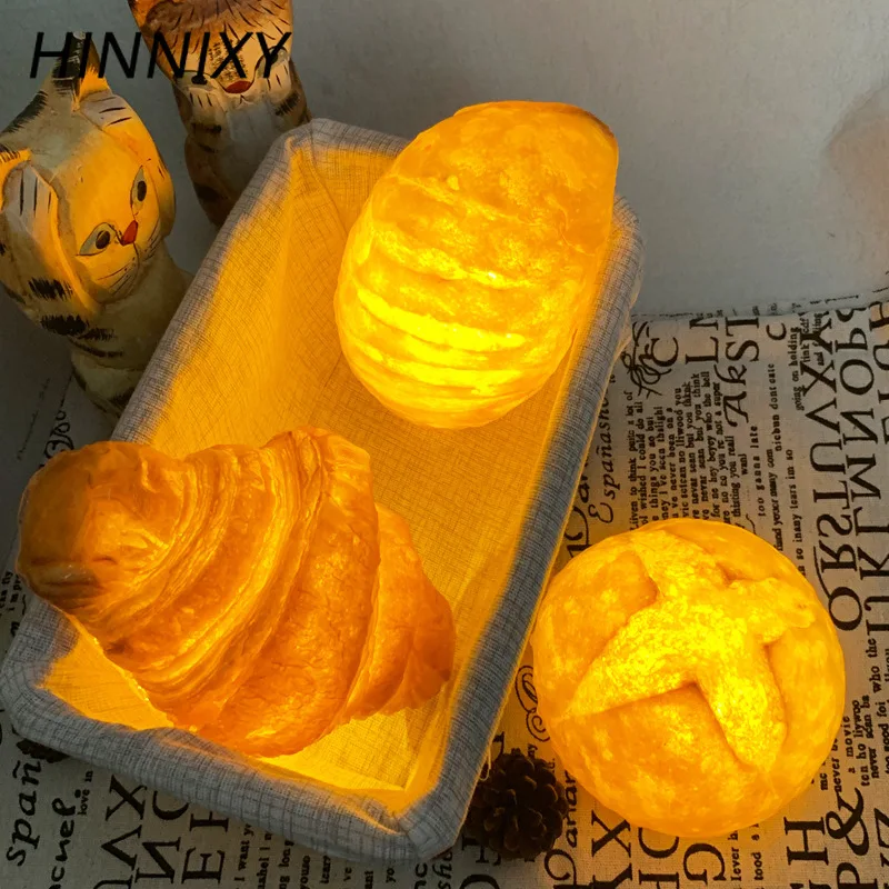 

Hinnixy Simulation Bread Night Light Croissant Cross Bread Lighting Warm White Luminaria Home Baking Room Decor Light Fixtures