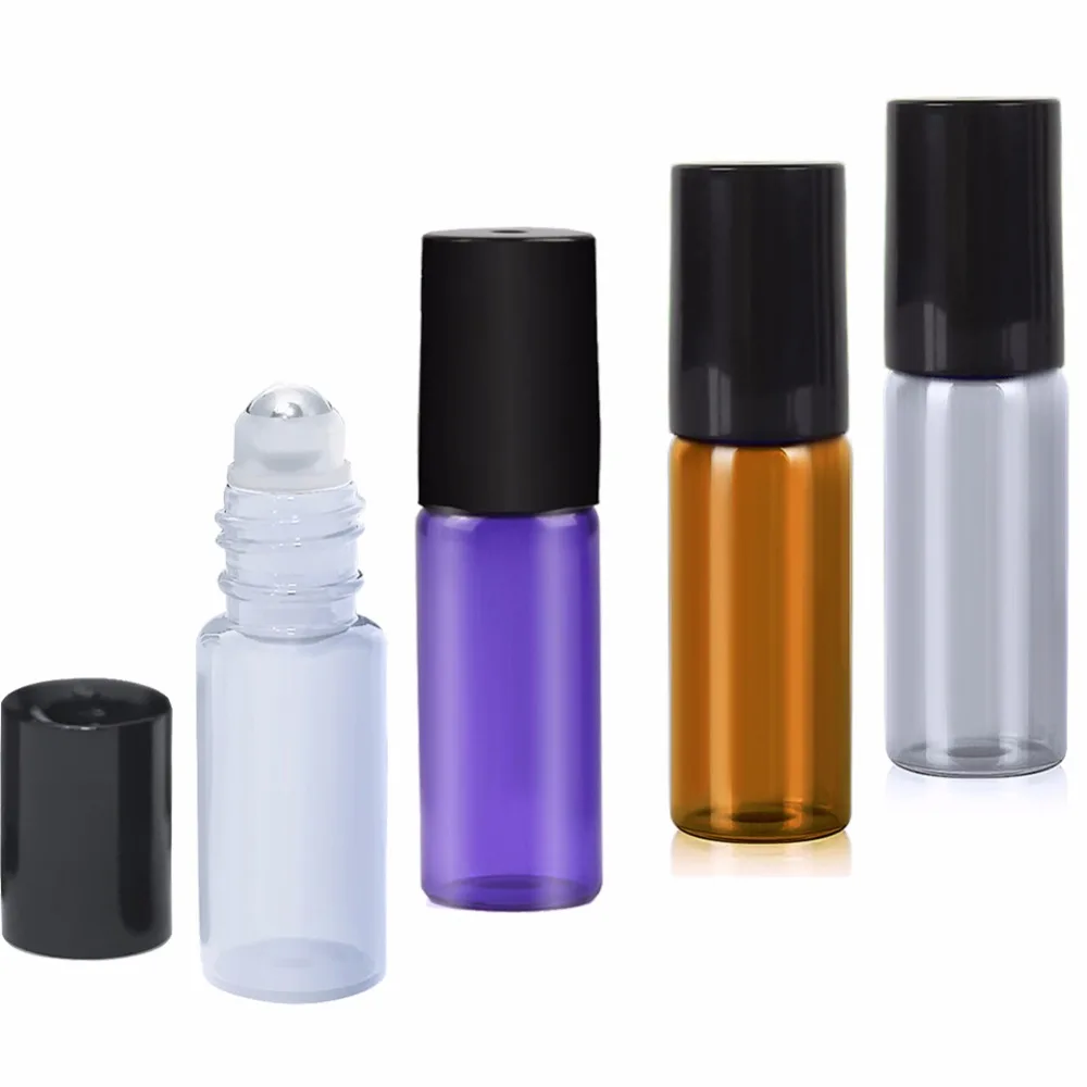 3Pcs/Lot 5ml Empty Roller Perfume Bottles for Essential Oils Roll on