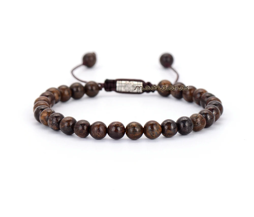 Men Jewelry Bracelet 6MM Bronzite Bead Bracelets Adjustable Men's Shamballa Bracelets Men