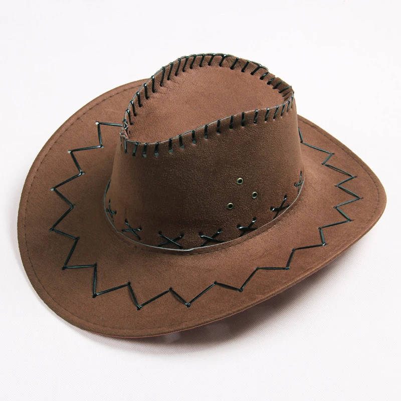 Ковбойская шляпа из полиэстера и хлопка, женская кепка s, модные ковбойские шляпы для женщин унисекс, однотонные повседневные Кепка цвета хаки, коричневый, черный, серый, мужская шляпа, ковбойские шляпы - Цвет: brown-2