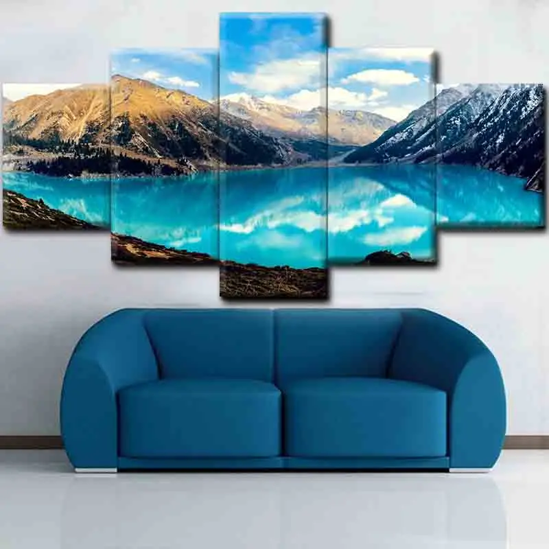 

5 Pieces Poster Wall Art Scenery Canvas Painting Nordic Wall Pictures for Living Room Decoration Picture No Frame Art Print Lake