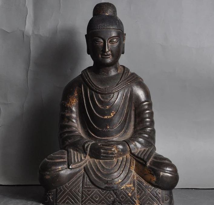 

10" Old Tibet Buddhism Bronze Gilt Amitabha Sakyamuni Shakyamuni Buddha Statue