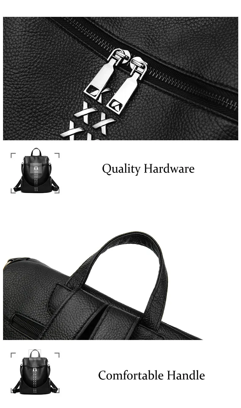 QIAOBAO, простой стильный женский рюкзак из искусственной кожи, рюкзаки для девочек-подростков, школьные сумки, модные винтажные однотонные черные сумки на плечо