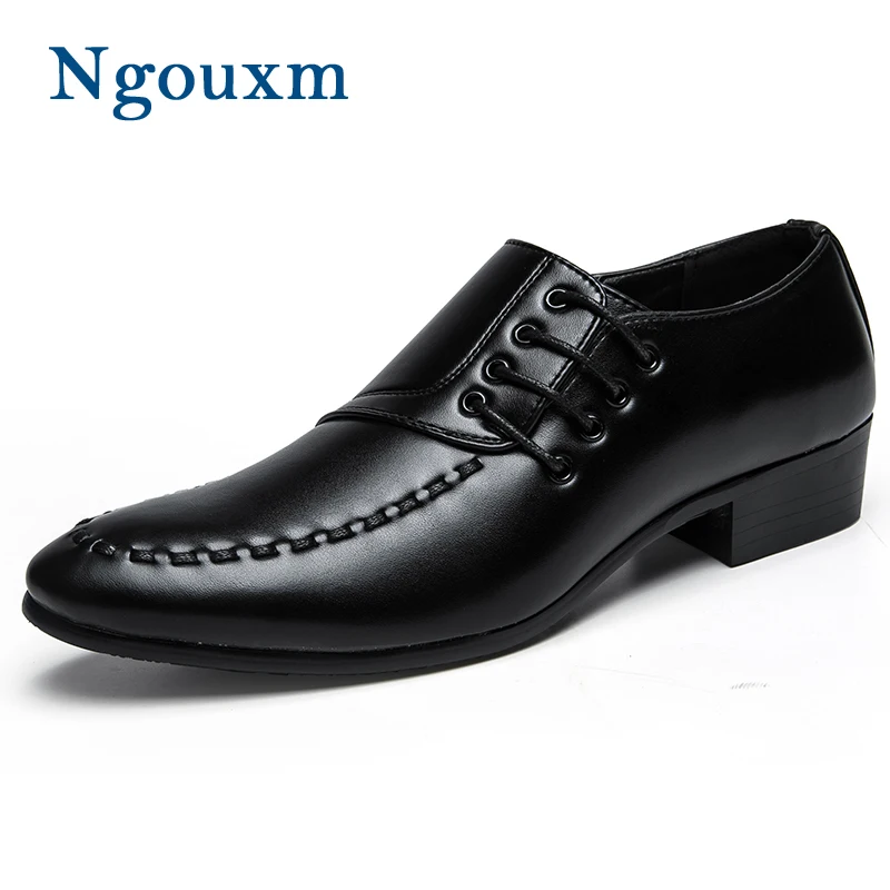 

Ngouxm Casual Shoes Men Spring Autumn Handmade Monk Style Leather Men's Casual Shoes Sewing Lace-Up Black Solid Man Footwear