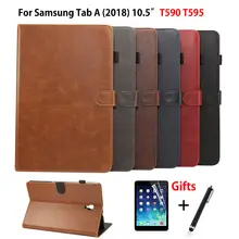 Роскошный чехол для samsung Galaxy Tab A A2, 10,5 дюймов, T590, T595, T597, SM-T595 чехол, чехол для планшета из искусственной кожи, чехол-подставка+ пленка+ ручка