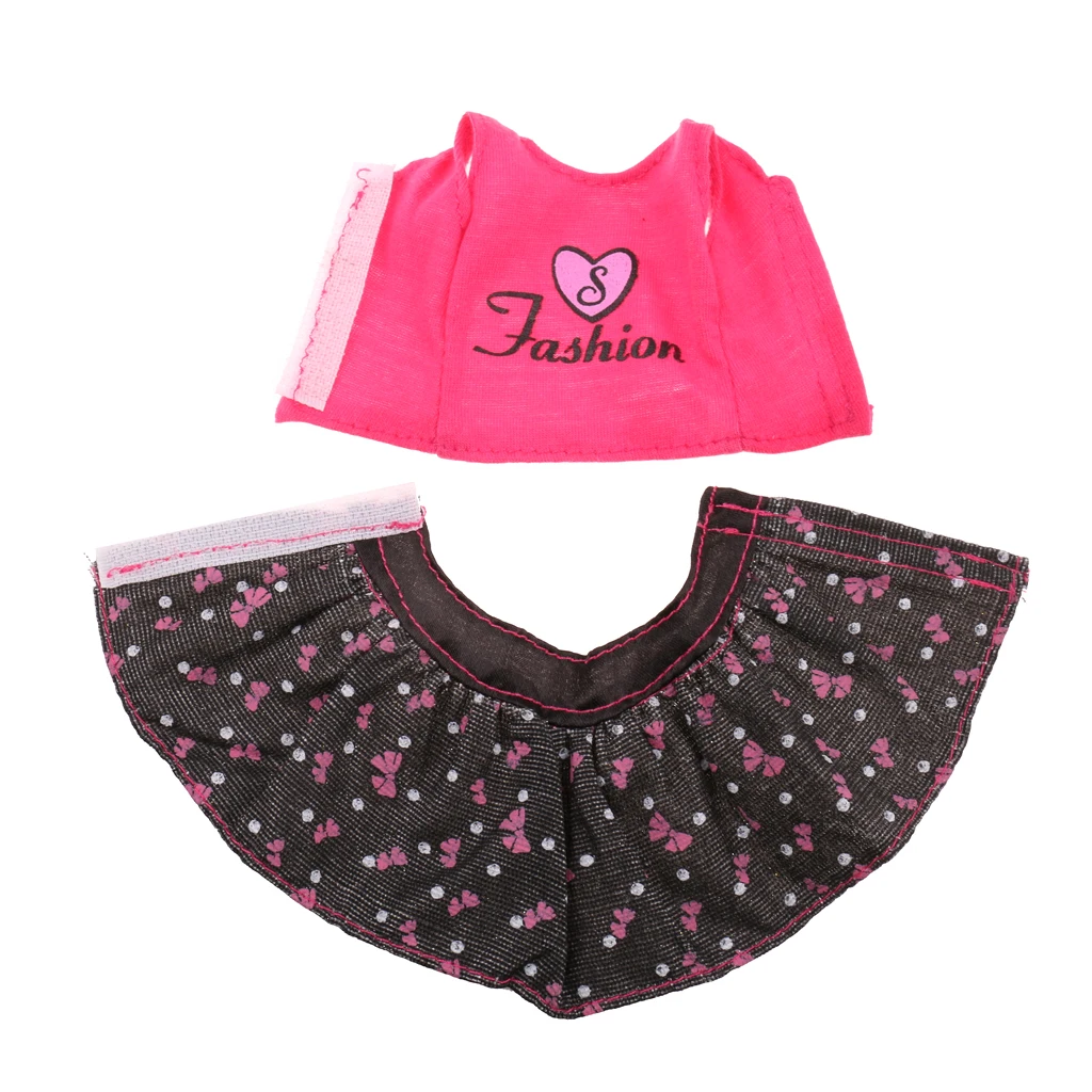 3 Pcs Doll Clothes Sweet Heart Polka Dot Printed Short Dress Coat Clothes Vest Clothes Outfit Short Dress Suit for 28-30cm  Doll