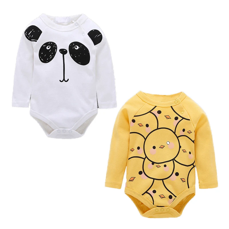 Spring Summer Newborn Baby Girls Boys Long Sleeve Triangle Romper Jumpsuit Cartoon panda Toddler Climbing Clothes Leotard Kid Gi | Мать и