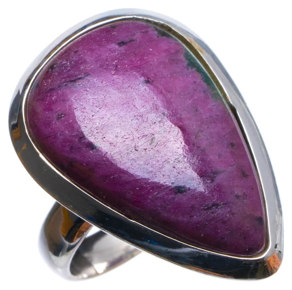 

Natural Ruby Zoisite Handmade Unique 925 Sterling Silver Ring, US size 6 X3032