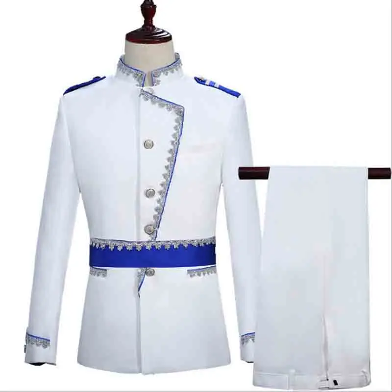 

Men`s Suit White Victorian Medieval Vintage Royal Court Prince Dress Officer Uniform Cosplay Costume For Men Plus Size XXL