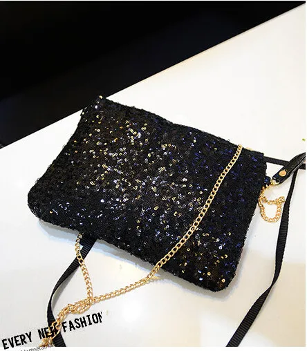 women Lady Sexy Zipper Handbag Tote Cool Lux Punk Sequin Bag Shoulder chain Bags 200g/pcs