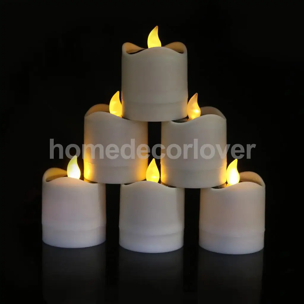 PACK 2Pcs Solar Candles Flameless LED Candle Flickering Tea Light for Valentine Wedding Party Decor