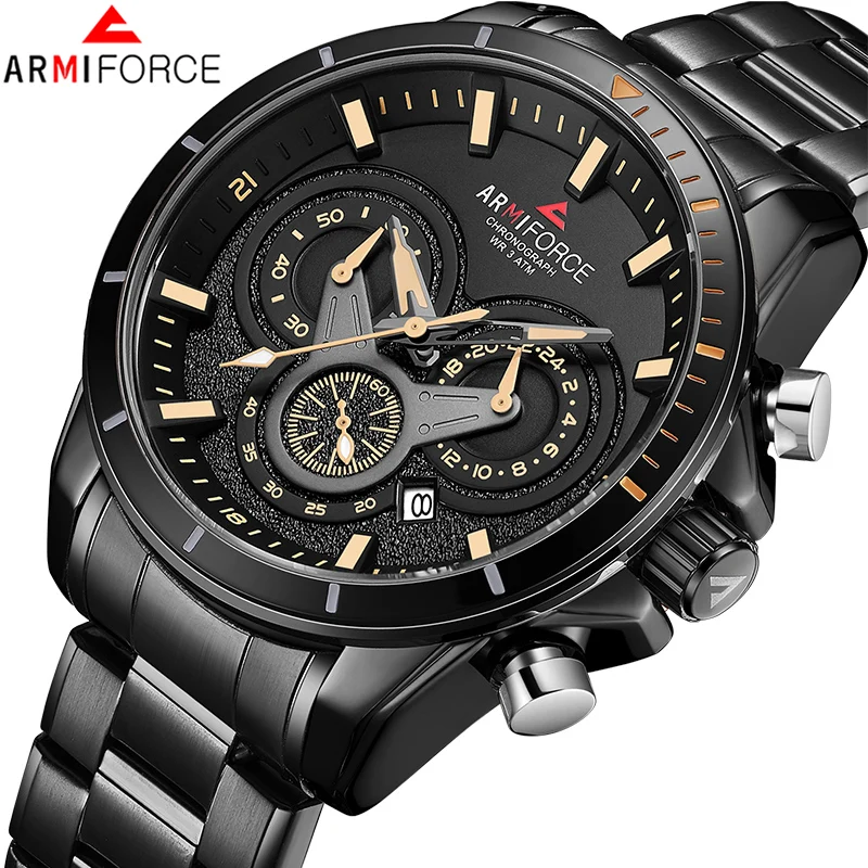 

Luxury Brand ARMIFORCE New Men Military Sport Watch Men's Waterproof Chronograph Quartz Wrist Watch Male Army Date Analog Clock