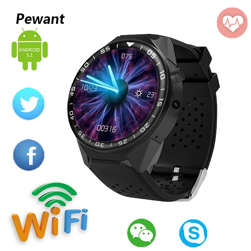 

2018 New Pewant Smart Watch 3G GPS WIFI MTK6580 With Sleep Monitor Heart Rate Monitor Pedometer Smartwatch For Android IOS