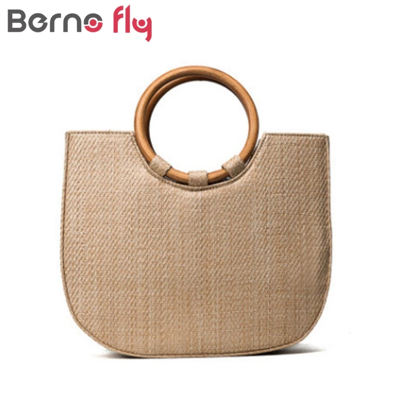 BERNO Fly новая женская сумка с круглой ручкой брендовая дизайнерская соломенная