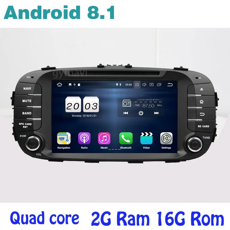 

Android 8.1 Quad core Car Stereo dvd gps for kia soul 2014-2017 with 2g ram wifi 4G usb bluetooth mirror link