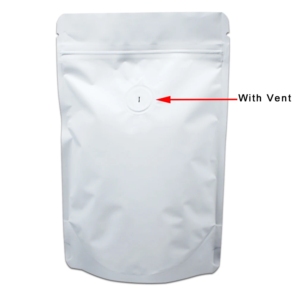 Us 14 24 11 Off 20pcs Lot Ziplock Stand Up Matte Pure Aluminum Foil Coffee Beans Packaging Bags With Valve Self Seal Mylar Package Storage Bag In