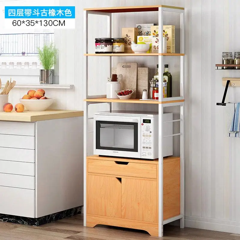 Кухонный стеллаж для хранения напольного типа многослойное крепление под микроволновую печь кухонная стойка шкаф - Цвет: style22