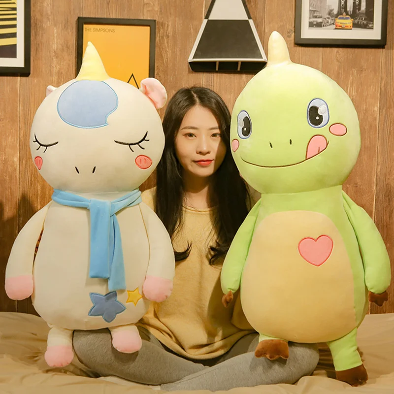 

40-80cm Cartoon Animals Pillow Soft Stuffed Animal Unicorn Dinosaur Pig Rabbit Plush Toys for Children Cute Dolls Kids Gift