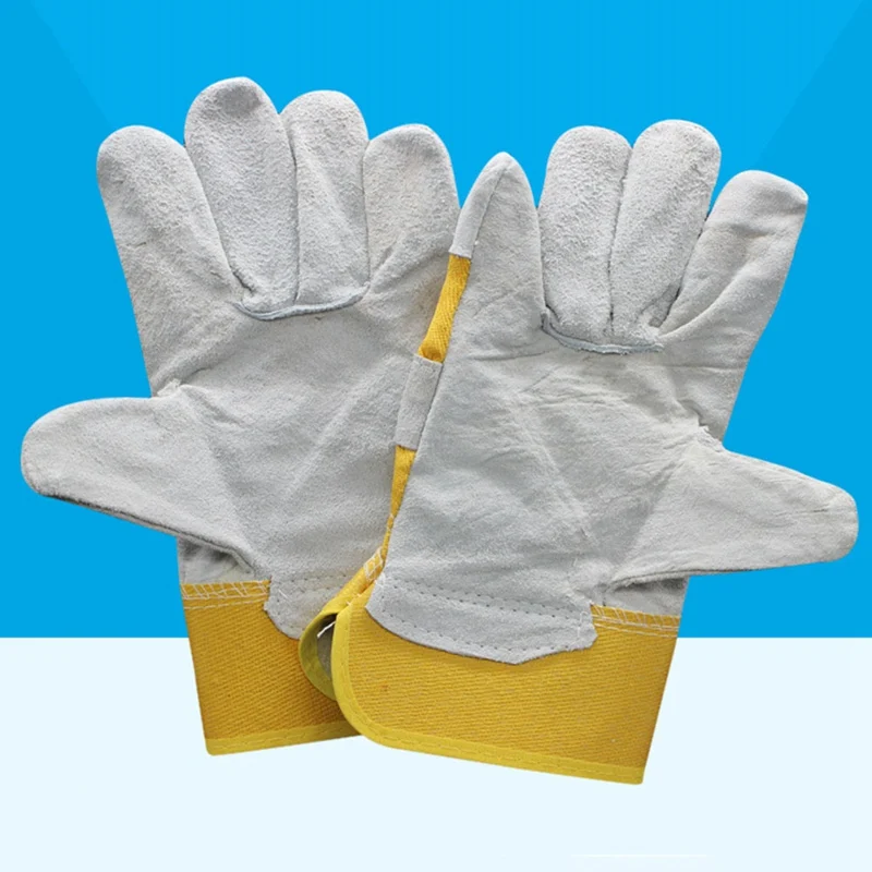 

Work Gloves Cowhide Leather Men Working Welding Gloves Safety Protective Garden Sports Wear-resisting Glove