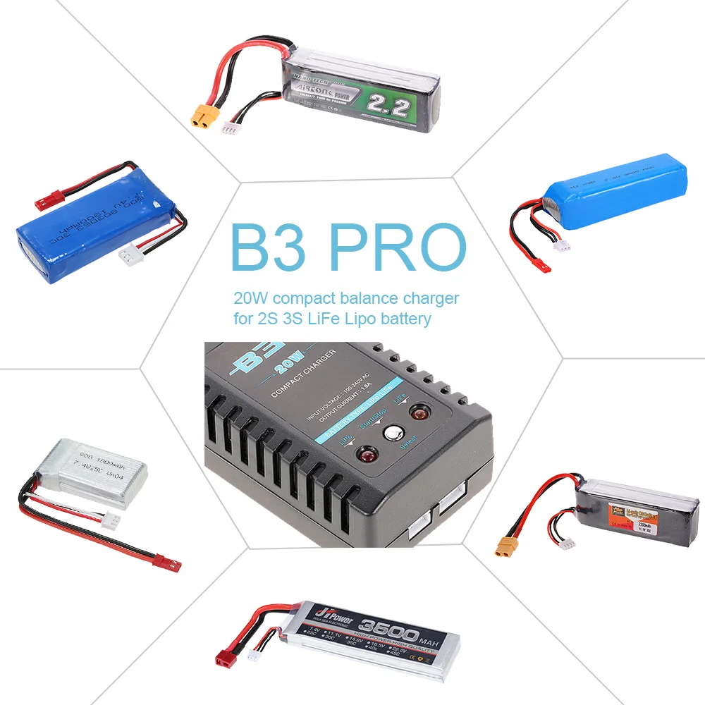 Радиоуправляемый автомобильный баланс зарядное устройство B3 PRO 20W 2S 3S Compact for LiFe Lipo