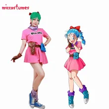 Bulma cosplay traje rosa vestido