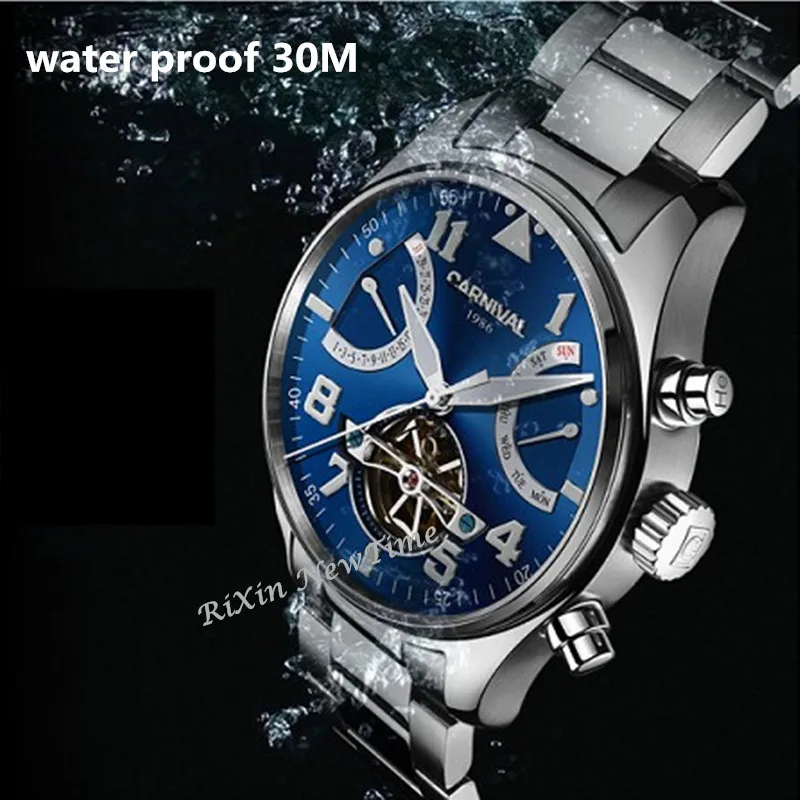 Швейцарский бренд carnival tourbillon автоматические механические часы Стальные
