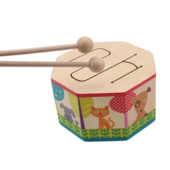 

Educational Toys Cartoon Wooden Drum Early Education Musical Toys For Children Drum Musical Instruments Gift Kids Puzzle Toy