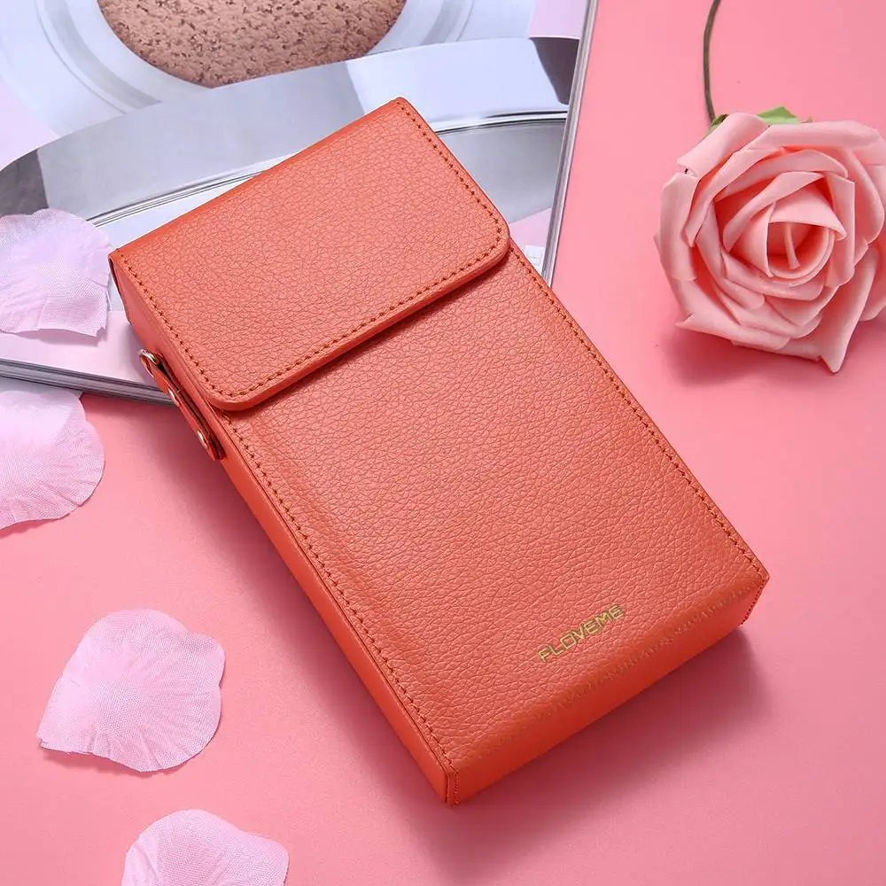 FLOVEME 6 PU Leather Shoulder Phone Bag Wallet Coque Universal Phone Bag For iPhone XR 7 8 Plus For Samsung S6 Pouch With Belt - Цвет: Orange