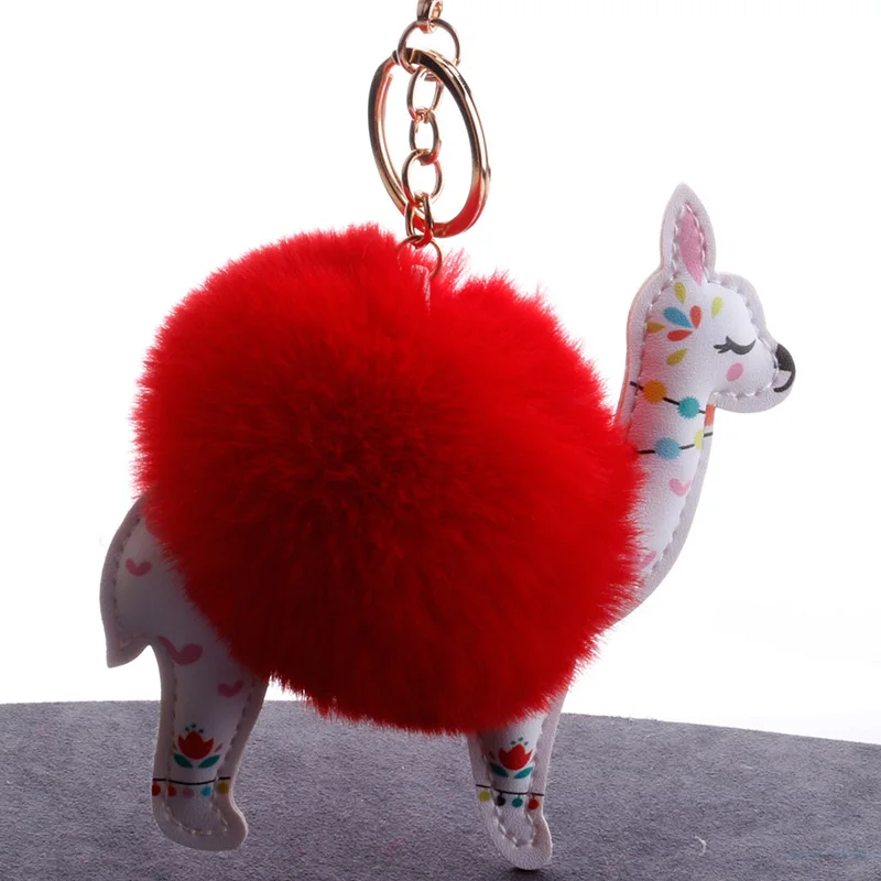 Пушистый шарик из искусственного меха кролика помпон Sika брелок в виде оленя автомобильный чехол для брелка сумка кулон Ювелирное Украшение Брелок для ключей - Цвет: Red