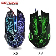 Estone X5 X9 Colorful Led Backlight USB Wired Optical Gaming Mouse Mice 800-2400DPI 6 Buttons Mouse Gamer For LOL PC Laptop
